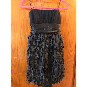Strapless Black Feathery Cocktail Dress
